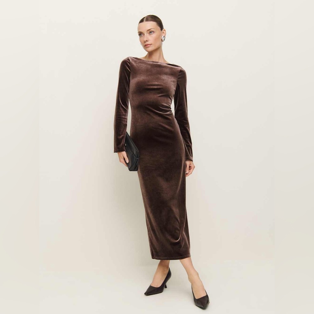 Reformation Delphina Knit Dress Brown - Size S